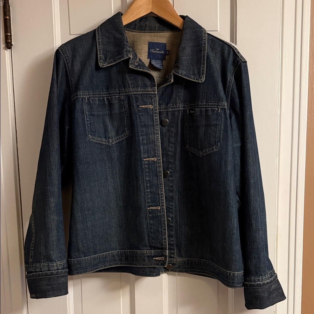 Facconable Women's Dark Wash Jean Denim Jacket XL